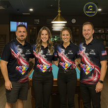 Load image into Gallery viewer, Smoke US Flag Smoke Billiard Polo &amp; 1/4-Zip For Women Custom Patriotic 8 Ball Pool Team Jersey NYN3045