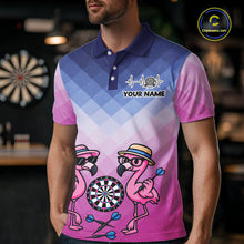 Load image into Gallery viewer, Custom Funny Pink Couple Flamingo Custom Dart Polo Shirts For Men Dart Team Jerseys NYN2187