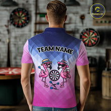 Load image into Gallery viewer, Custom Funny Pink Couple Flamingo Custom Dart Polo Shirts For Men Dart Team Jerseys NYN2187