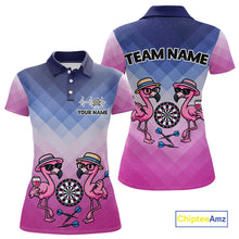 Load image into Gallery viewer, Custom Funny Pink Couple Flamingo Custom Dart Polo Shirts For Women Dart Team Jerseys NYN2187