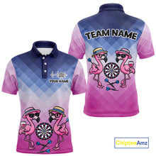 Load image into Gallery viewer, Custom Funny Pink Couple Flamingo Custom Dart Polo Shirts For Men Dart Team Jerseys NYN2187