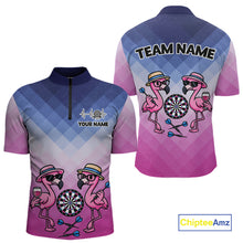 Load image into Gallery viewer, Custom Funny Pink Couple Flamingo Custom Dart Quarter-Zip Shirts For Men Dart Team Jerseys NYN2187