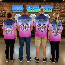 Load image into Gallery viewer, Custom Funny Pink Couple Flamingo Custom Dart Polo Shirts For Men Dart Team Jerseys NYN2187