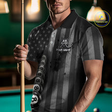 Load image into Gallery viewer, Grunge US Flag Blur 8 Ball Pool Billiard Team Shirt For Men Custom Patriotic Billiards Ball Attire NYN2470