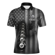 Load image into Gallery viewer, Grunge US Flag Blur 8 Ball Pool Billiard Team Shirt For Men Custom Patriotic Billiards Ball Attire NYN2470
