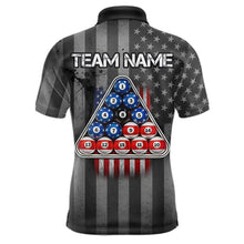 Load image into Gallery viewer, Grunge US Flag Blur 8 Ball Pool Billiard Team Shirt For Men Custom Patriotic Billiards Ball Attire NYN2470