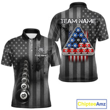 Load image into Gallery viewer, Grunge US Flag Blur 8 Ball Pool Billiard Team Shirt For Men Custom Patriotic Billiards Ball Attire NYN2470