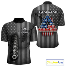 Load image into Gallery viewer, Grunge US Flag Blur 8 Ball Pool Billiard Team Shirt For Men Custom Patriotic Billiards Ball Attire NYN2470