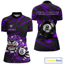 Load image into Gallery viewer, Purple Splatter Ball 8 Billiard Jerseys For Women Custom Funny Bulldog Billiard Team Jersey NYN2829