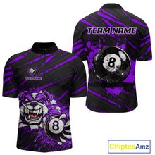 Load image into Gallery viewer, Purple Splatter Ball 8 Billiard Jerseys For Men Custom Funny Bulldog Billiard Team Jersey NYN2829