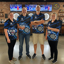 Load image into Gallery viewer, Blue Splatter Dart Polo &amp; Quarter-Zip Shirt For Men Custom Funny Bulldog Darts Team Jersey NYN2830