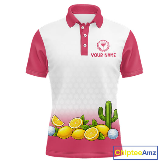 Mens Flamingo Tropical Polo Golf Shirts Custom Pink And White Ball Golf Attire For Golfers NYN3061