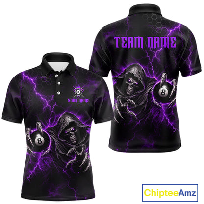 Custom Purple Grim Reaper Thunder 8 Ball Pool Billiard Shirt For Men,  Billiard Team Jersey NYN3780