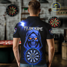 Load image into Gallery viewer, Custom Skeleton Blue Flames Dartboard Dart Men Polo Jerseys Outfits Dart Team Shirt NYN1665