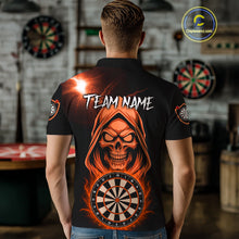 Load image into Gallery viewer, Custom Skeleton Orange Flames Dartboard Dart Men Polo Jerseys Outfits Dart Team Shirt NYN1666