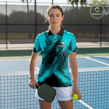 Load image into Gallery viewer, Custom Fire Flame Turquoise Pickleball Ball T-Shirt For Women Outfits Pickleball Jerseys NYN2485
