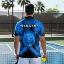 Load image into Gallery viewer, Custom Fire Flame Blue Pickleball Ball T-Shirt For Men Outfits Pickleball Jerseys NYN2486