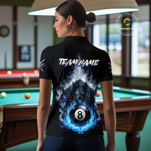 Load image into Gallery viewer, Custom Horror Wolfs Black Blue Smokes Pool 8 Ball Women's Billiard Team Shirt Billiard Attire NYN2503