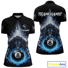 Load image into Gallery viewer, Custom Horror Wolfs Black Blue Smokes Pool 8 Ball Women's Billiard Team Shirt Billiard Attire NYN2503
