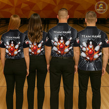 Load image into Gallery viewer, Grey Broken Glass Bowling Shirt For Women Custom Fire Flame Outfit Bowling Jersey | Red NYN3230