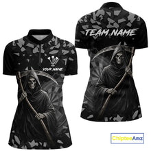 Load image into Gallery viewer, Grey Grim Reaper Smoke Dartboard Custom Grunge Women Darts 1/4-Zip Shirt Darts Team Jersey NYN2718
