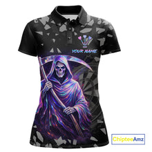 Load image into Gallery viewer, Holographic Grim Reaper Smoke Dartboard Custom Women Darts Polo Shirt Dart Team Jersey NYN2720