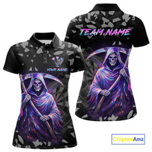 Load image into Gallery viewer, Holographic Grim Reaper Smoke Dartboard Custom Women Darts Polo Shirt Dart Team Jersey NYN2720
