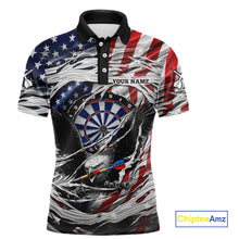Load image into Gallery viewer, Eagle Plays Dart Arrow Freedom Patriotic Darts Polo Shirt Personalized US Flag Men Dart Jerseys NYN2519