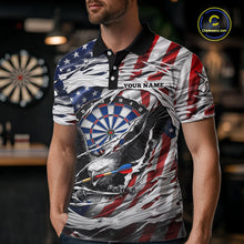 Load image into Gallery viewer, Eagle Plays Dart Arrow Freedom Patriotic Darts Polo Shirt Personalized US Flag Men Dart Jerseys NYN2519