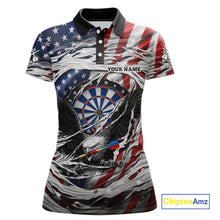 Load image into Gallery viewer, Eagle Plays Dart Arrow Freedom Patriotic Darts Polo Shirt Personalized US Flag Women Dart Jerseys NYN2519