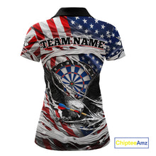 Load image into Gallery viewer, Eagle Plays Dart Arrow Freedom Patriotic Darts Polo Shirt Personalized US Flag Women Dart Jerseys NYN2519