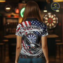 Load image into Gallery viewer, Eagle Plays Dart Arrow Freedom Patriotic Darts Polo Shirt Personalized US Flag Women Dart Jerseys NYN2519