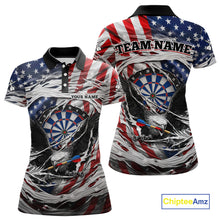 Load image into Gallery viewer, Eagle Plays Dart Arrow Freedom Patriotic Darts Polo Shirt Personalized US Flag Women Dart Jerseys NYN2519
