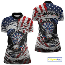 Load image into Gallery viewer, Eagle Plays Dart Arrow Freedom Patriotic Darts Quarter-zip Shirt Personalized US Flag Women Dart Jerseys NYN2519
