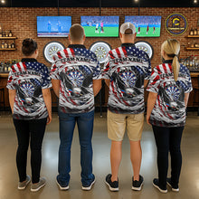 Load image into Gallery viewer, Eagle Plays Dart Arrow Freedom Patriotic Darts Polo Shirt Personalized US Flag Women Dart Jerseys NYN2519