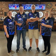 Load image into Gallery viewer, Custom Blue Skull Butterfly Mens Dart Shirts Spider Smoke Dartboard Darts Polo &amp; 1/4-Zip Jerseys NYN3077