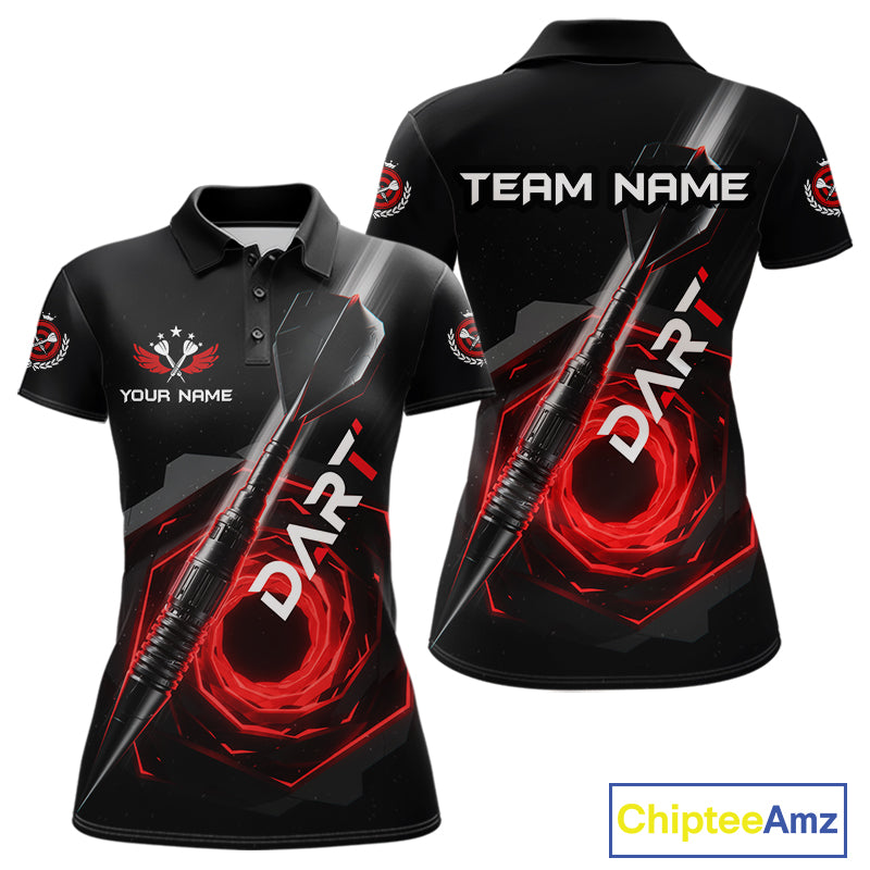 Black And Red Geometry Swirl Dart Arrow Custom Men Darts Polo Shirt Dart Gifts NYN1982