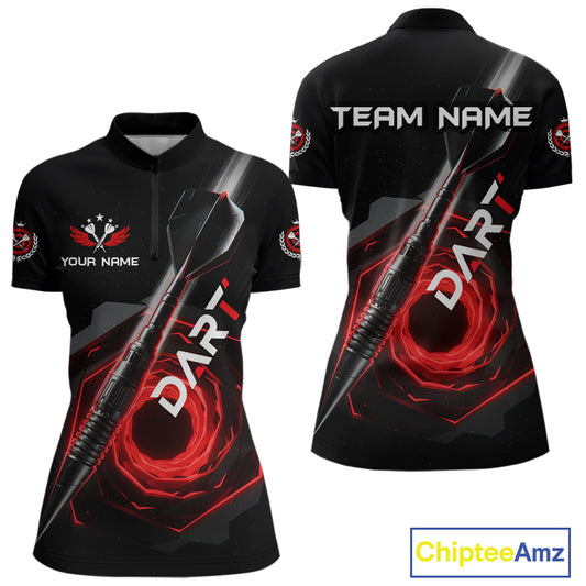 Black And Red Geometry Swirl Dart Arrow Custom Men Darts Polo Shirt Dart Gifts NYN1982