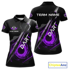 Load image into Gallery viewer, Black And Purple Geometry Swirl Dart Arrow Custom Men Darts Polo Shirt Dart Gifts NYN1983