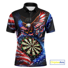 Load image into Gallery viewer, Eagle Dartboard US Flag Freedom Darts Polo Shirt Personalized Patriotic Men Dart Jerseys NYN2527