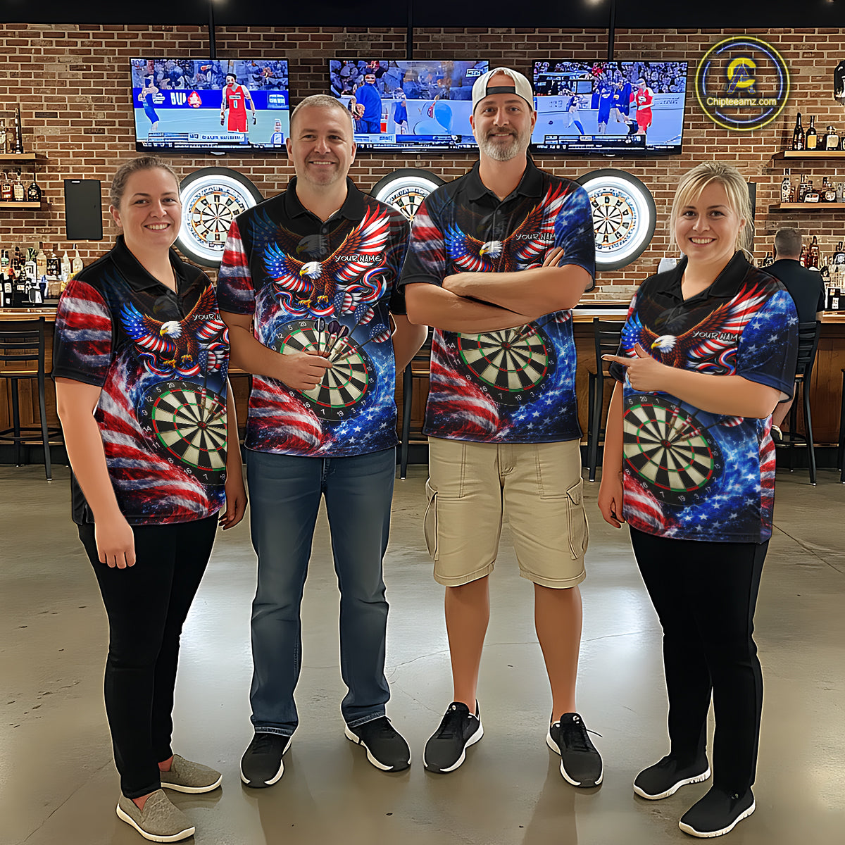 Eagle Dartboard US Flag Freedom Darts Polo Shirt Personalized Patriotic Men Dart Jerseys NYN2527