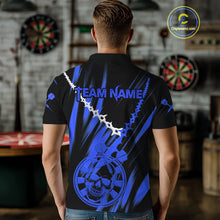 Load image into Gallery viewer, Custom White Chain Blue Skull Dartboard Dart Men Polo Jerseys Grunge Dart Shirt NYN1718