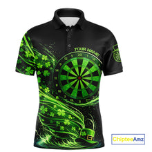 Load image into Gallery viewer, Funny Shamrock Tornado Dartboard Men Darts Polo Shirt Custom St Patrick's Day Darts Team Jersey NYN2532