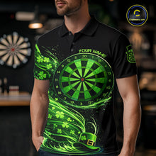 Load image into Gallery viewer, Funny Shamrock Tornado Dartboard Men Darts Polo Shirt Custom St Patrick's Day Darts Team Jersey NYN2532