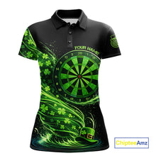 Load image into Gallery viewer, Funny Shamrock Tornado Dartboard Women Darts Polo Shirt Custom St Patrick's Day Darts Team Jersey NYN2532