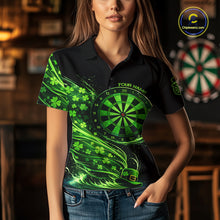 Load image into Gallery viewer, Funny Shamrock Tornado Dartboard Women Darts Polo Shirt Custom St Patrick's Day Darts Team Jersey NYN2532