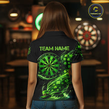 Load image into Gallery viewer, Funny Shamrock Tornado Dartboard Women Darts Polo Shirt Custom St Patrick's Day Darts Team Jersey NYN2532