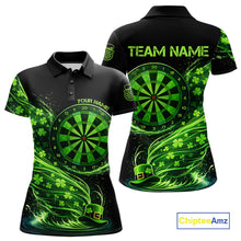 Load image into Gallery viewer, Funny Shamrock Tornado Dartboard Women Darts Polo Shirt Custom St Patrick's Day Darts Team Jersey NYN2532
