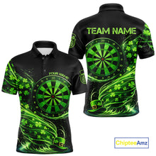 Load image into Gallery viewer, Funny Shamrock Tornado Dartboard Men Darts Polo Shirt Custom St Patrick's Day Darts Team Jersey NYN2532