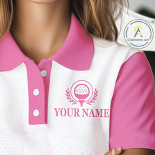 Load image into Gallery viewer, Pink Ribbon Breast Cancer Awareness Womens Polo Shirt Custom US Flag Patriotic Golf Shirt For Women NYN3099